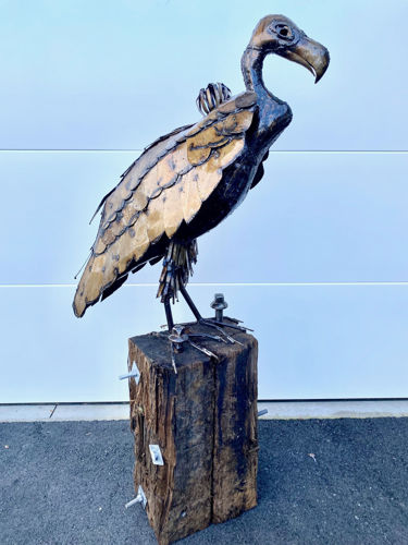 Metal Vulture Garden Art Sculpture