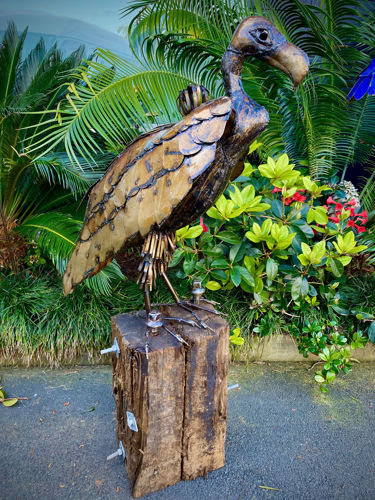 Metal Vulture Garden Art Sculpture