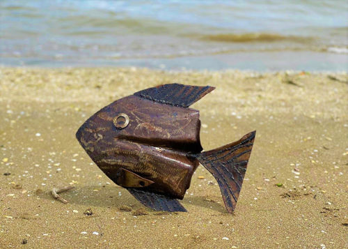 Metal Shovel Head Fish wall mount