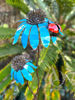 Blue Daisy Stem with Ladybug		