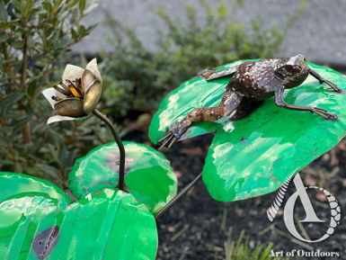 Metal Frog on a Lily Pad