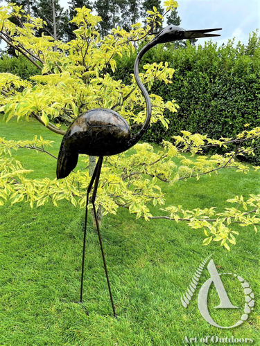 Metal Heron Sculpture Garden Art