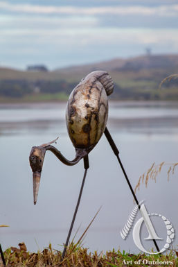 Metal Heron Sculpture Garden Art