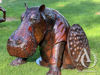 Hippo in a Drain Metal Garden Art