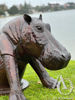 Hippo in a Drain Metal Garden Art