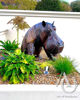 Hippo in a Drain Metal Garden Art