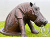 Hippo in a Drain Metal Garden Art