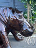 Hippo in a Drain Metal Garden Art