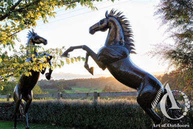 Metal Rearing Horse Sculpture