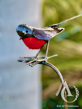 Metal Wall Art - Robin on a Stem