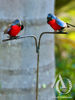 Scrap Metal Garden Art Double Robin on a Stem