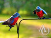 Scrap Metal Garden Art Double Robin on a Stem