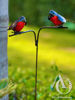 Scrap Metal Garden Art Double Robin on a Stem