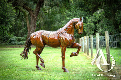 Metal Dressage Horse Sculpture